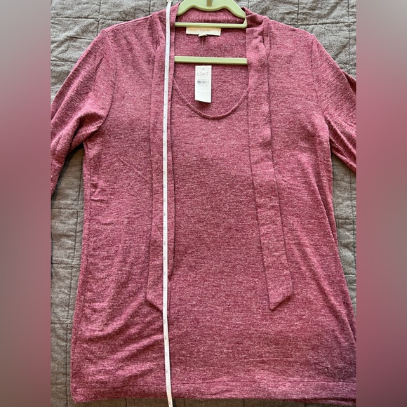 Loft Tie Neck Knit Blouse in Large - Picture 7 of 9